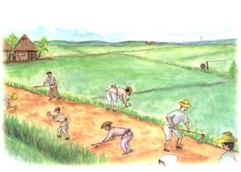（イラスト）道路愛護の奉仕作業の様子